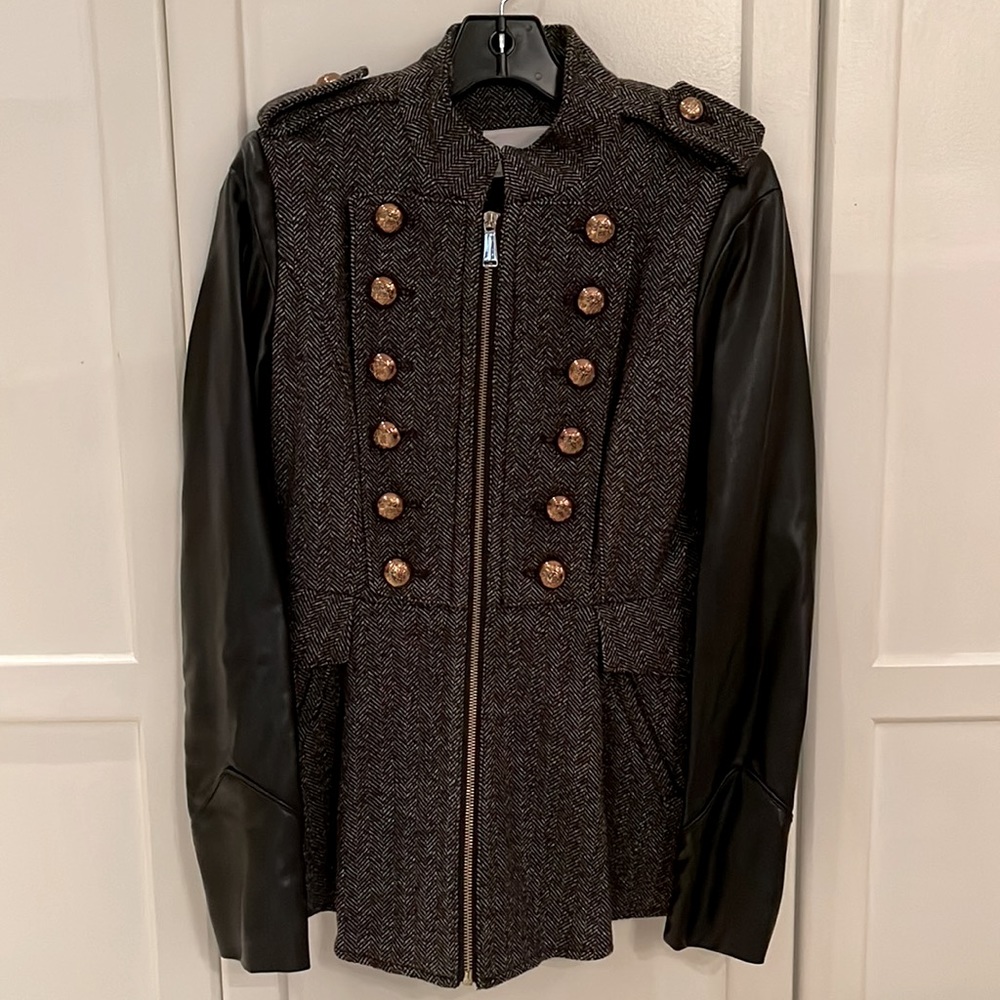 New BCBGeneration Tweed & Faux Leather Military Jacket❣️ - Picture 6 of 11